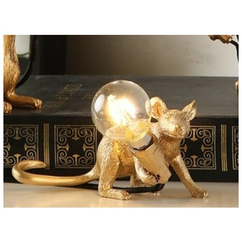 фото Лампа мышка золотая крадётся yarvita