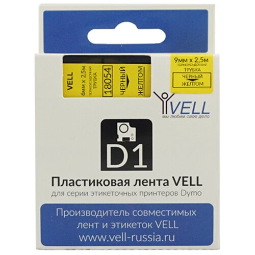 фото Термоусадочная трубка vell vl-d-18054 (ø 5 мм, черный на желтом) для lm 210d/pnp/280/420p/500ts/rhino 4200/5200/pro {vel...