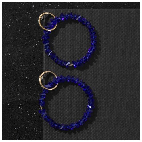 фото Серьги со стразами"бриз" два кольца, цвет синий в золоте queen fair 5352585 .