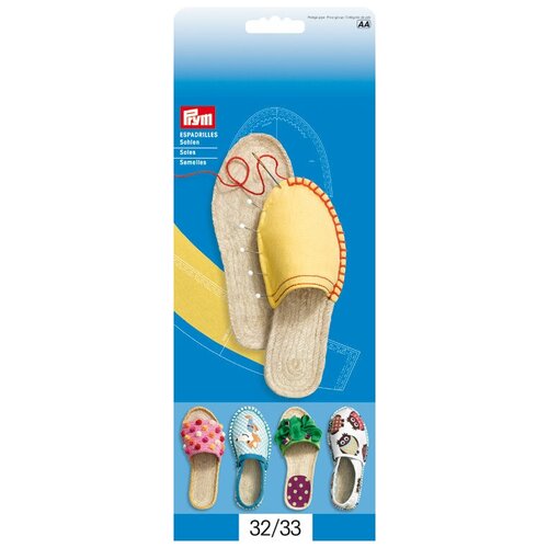 фото Подошвы для пошива летней обуви "эспадрильи", размер 32-33, цвет: натуральный, 1 пара prym