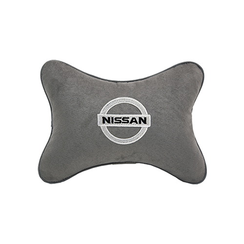 фото Подушка на подголовник алькантара l.grey с логотипом автомобиля nissan vital technologies