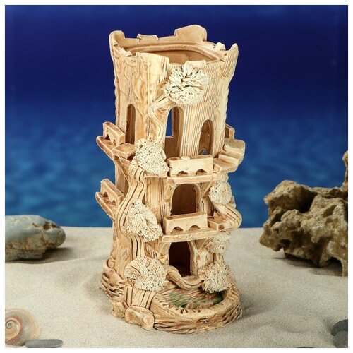 фото Сувенир аквариумный "замок квадратный" м15, без крыши 1165807 керамика ручной работы