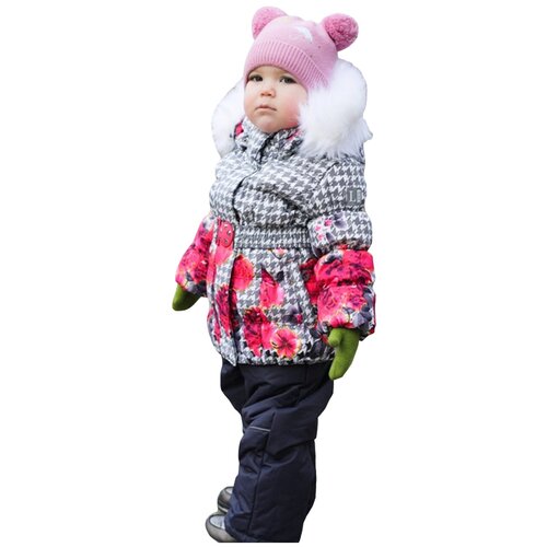 фото Утепленный зимний комплект (куртка и брюки) lapland для девочки "роза", размер 86, серый