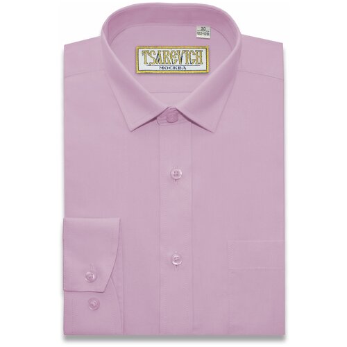 фото Школьная рубашка tsarevich, прямой силуэт, на пуговицах, длинный рукав, манжеты, размер 152-158, розовый
