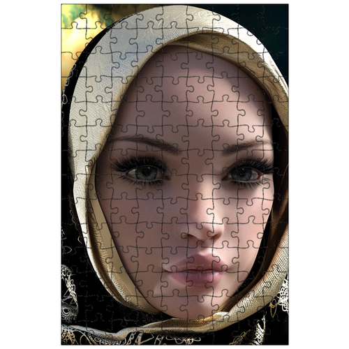 фото Магнитный пазл 27x18см."женщина, головной платок, хиджаб" на холодильник lotsprints