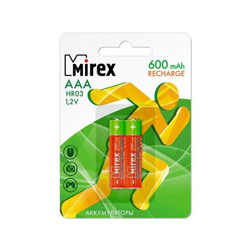 фото Аккумулятор ni-mh mirex hr03 / aaa 1000mah 1,2v 2 шт (2/20/100), блистер