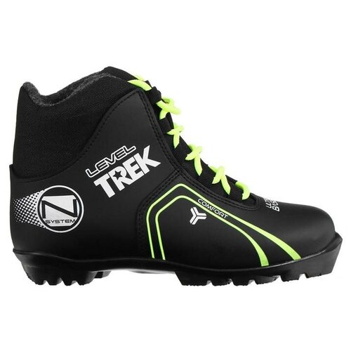 фото Лыжные ботинки trek level1 nnn, цвет черный/неон, размер 43 (28 см) stc