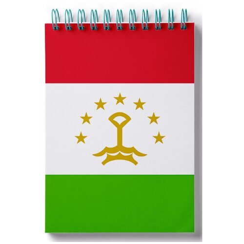 фото Блокнот для записей, листы в клетку флаг таджикистана drabs