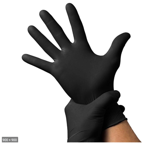 фото Gwu / перчатки нитриловые m / перчатки одноразовые черные медицинские 100 шт wally plastic