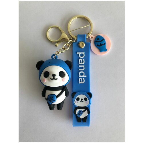 фото Брелок на ключи с браслетом панда с рыбкой синий redweeks