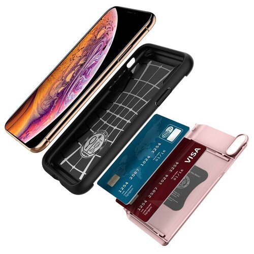 фото Чехол-визитница spigen для iphone x / xs - slim armor cs - розовое золото - 063cs24923