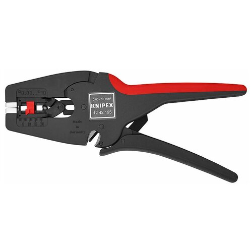 фото Knipex multistrip 10 стриппер автоматический, зачистка: d 0.03 - 10 мм (awg 32 - 7), рез кабеля: одножильные 6 кв. мм, многожильные 10 кв. мм, 195 мм, рукоятки с зоной мягкого пластика для надёжного хвата