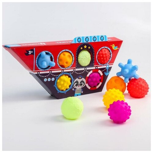 фото Подарочный набор массажных развивающих мячиков "лодка", 6 шт цвета/формы микс крошка я