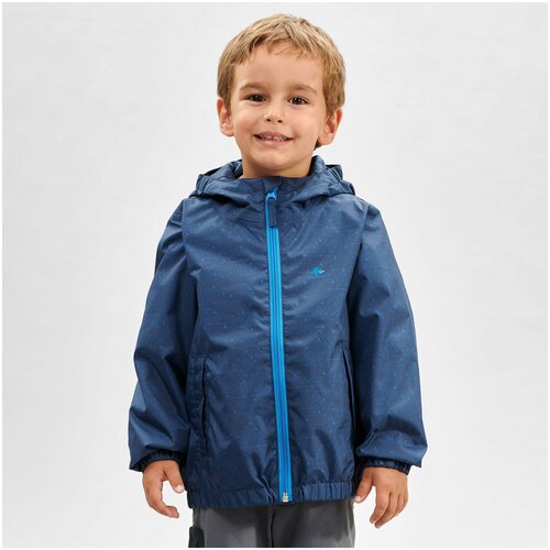 фото Куртка водонепроницаемая для походов для детей 2–6 лет синяя mh500 kid, размер: 113-122cm 5-6л, цвет: синий quechua х decathlon