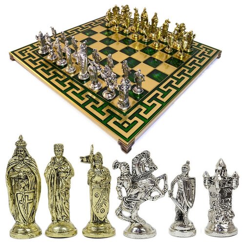 фото Marinakis шахматы с металлическими фигурами "крестоносцы" 450*450мм.