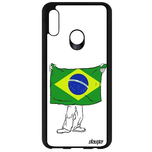 фото Противоударный чехол для телефона // huawei p smart 2019 // "флаг бразилии с руками" туризм патриот, utaupia, белый