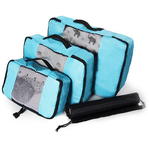 фото Набор органайзеров из водоотталкивающего материала для багажа, 3 шт, цвет голубой bloominghome accents.