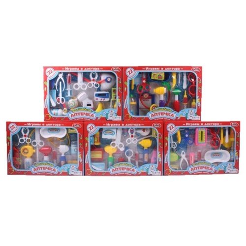 фото Детский игровой набор доктора "волшебная аптечка" 22 предмета, playsmart, красный play smart