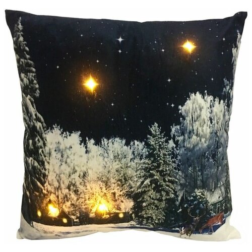 фото Светящаяся подушка звёздная ночь, 4 тёплых белых led-огня, 45х45 см, батарейки, peha magic cu-10260