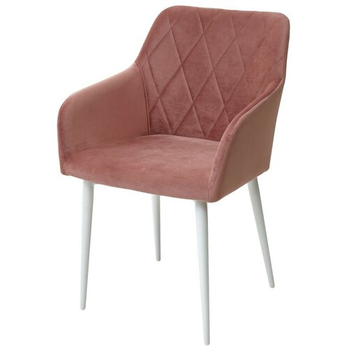фото Кухонный-обеденный стул-кресло brandy-x розовый #15, велюр/ белый каркас . для гостиной m-sity (м-сити) / ru-stol. ru m city