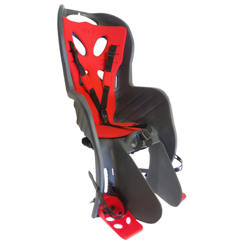 фото Детское велокресло nfun curioso deluxe, на багажник, темно-серое с красной вставкой, до 22 кг, 01-100084