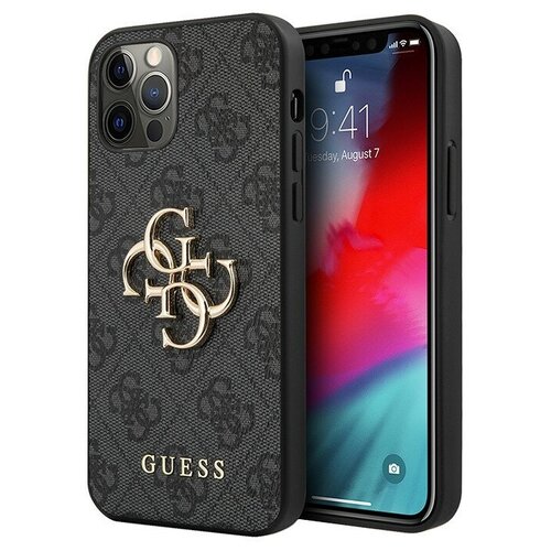 фото Guess чехол guess 4g big metal logo hard для iphone 12 pro max, серый