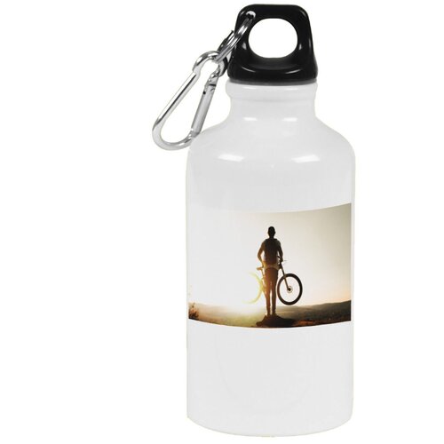 фото Бутылка с карабином coolpodarok велосипед велосипедист расвет солнце