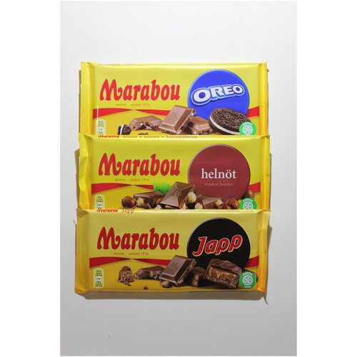 фото Шоколад marabou(марабу) цельный фундук, oreo, нуга+карамель , набор (600гр)