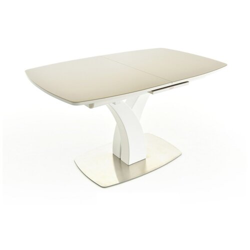 фото Evita стол обеденный раздвижной нотр-дам столешница стекло opti цвет капучино опора белая/140(171,5)*85*76 см/стол для гостиной/стол для столовой/стол для кухни/дизайнерский стол