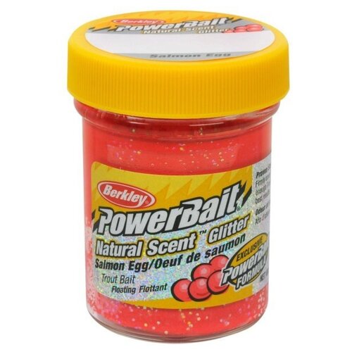 фото Паста прессованная прикормка berkley powerbait natural scent glitter trout bait, 50 г, 50 мл, salmon egg red glitter