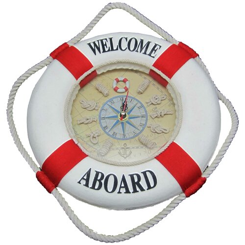 фото Часы настенные ,спасательный круг, 25см красные marine myrion co
