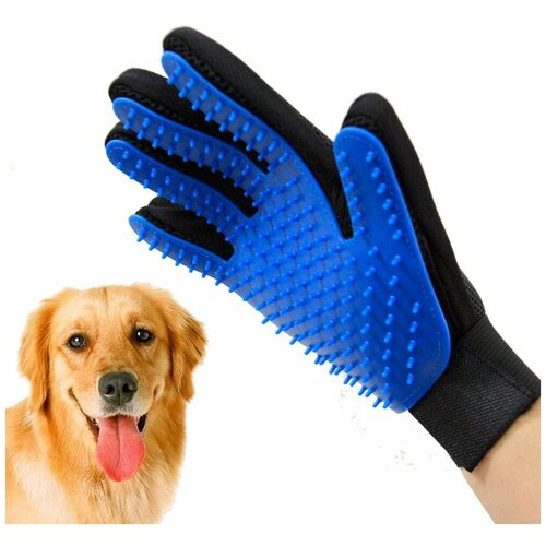 фото Перчатка для вычесывания шерсти собак и кошек / перчатка-щетка для вычесывания шерсти домашних животных / рукавица для вычесывания viman