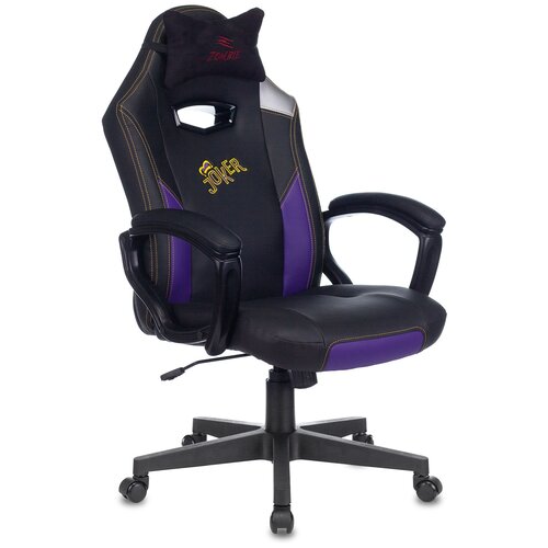 фото Компьютерное кресло zombie hero joker игровое, обивка: искусственная кожа, цвет: черный/фиолетовый
