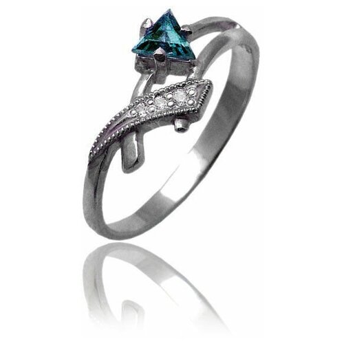 фото Top crystal кольцо с фианитом серебряное 40245329-голубой, размер 17