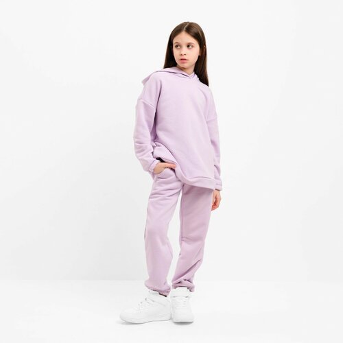 фото Комплект одежды minaku, худи и брюки, повседневный стиль, размер 34, фиолетовый
