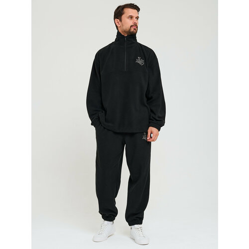 фото Костюм agressor, олимпийка и брюки, оверсайз, утепленный, размер м, черный