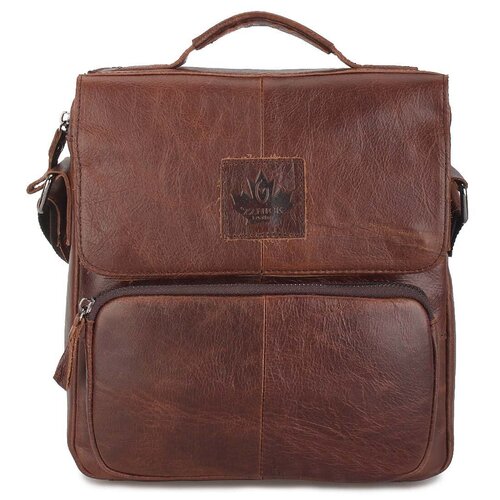 фото Мужская сумка через плечо из натуральной кожи «роланд» m1416 brown zznick