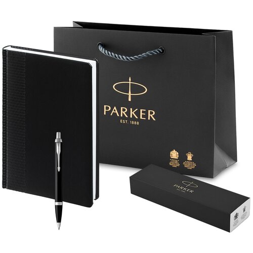 фото Подарочный набор: ручка parker im metal matte black ct, ежедневник, визитница. бизнес подарок.