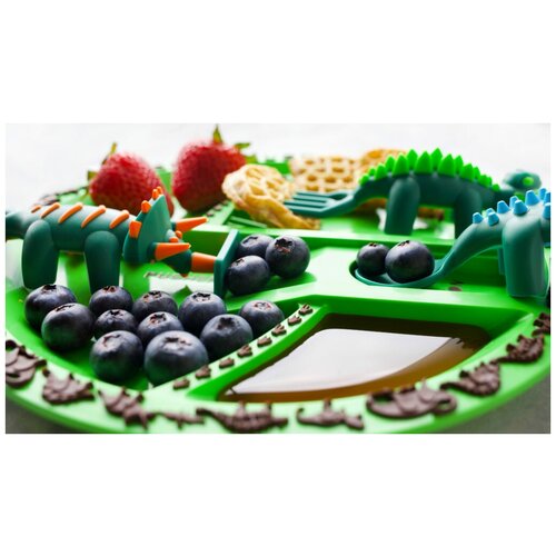 фото Набор столовых приборов constructive eating "динозавры", 3 предмета, цвет зеленый