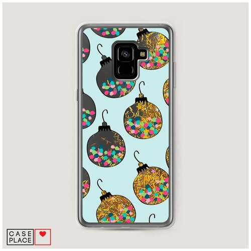 фото Чехол жидкий с блестками samsung galaxy a8 plus 2018 шарики с конфетти case place