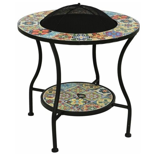 фото Садовый стол с чашей для костра андалусия, металл, мозаика, 58x54 см kaemingk