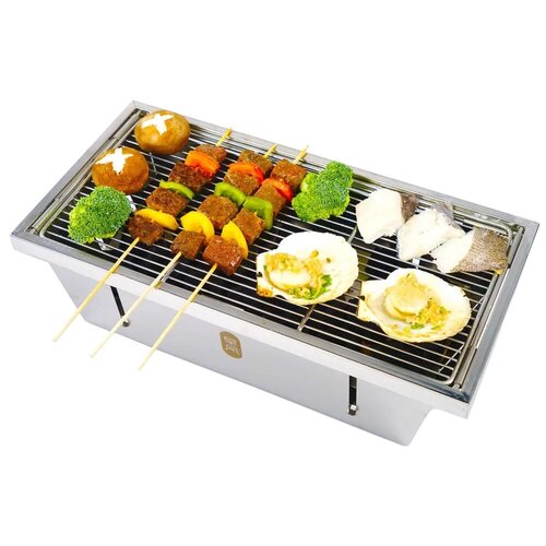 фото Переносной мангал xiaomi zaofeng portable grill (silver/серебристый)