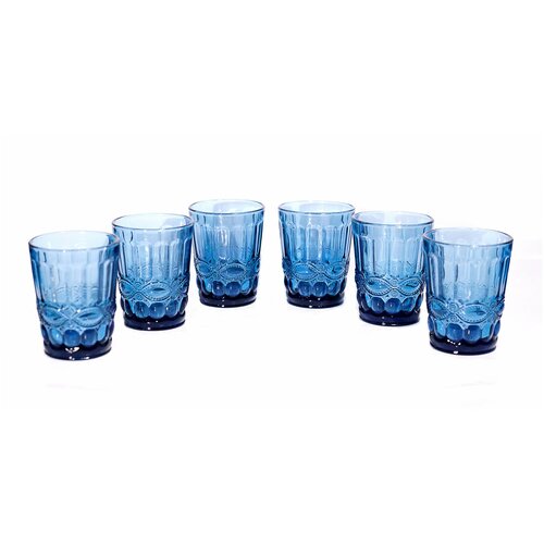 фото Набор стаканов, 6 шт, 284мл, стекло, синий, флора no name