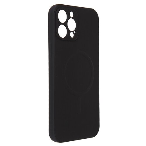 Чехол DF для APPLE iPhone 12 Pro Max c микрофиброй Silicone Black iMagnetcase-04