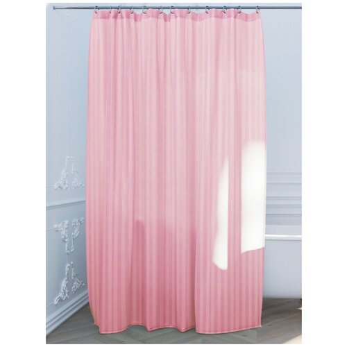 фото Штора для ванной/занавеска для ванны/шторка для ванной полиэстер 180*180 см "розовая" аквалиния
