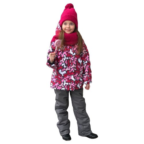 фото Осенне-весенний комплект (куртка и брюки) lapland "завитушки", 110, малина