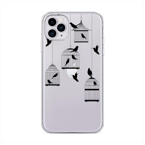 фото Силиконовый чехол "клетка с птицами графика" на apple iphone 11 pro / айфон 11 про case place
