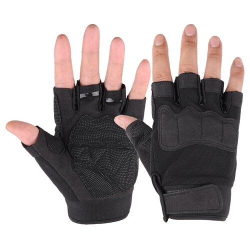фото Тактические перчатки без пальцев с мягкой накладкой на костяшки цвет черный (размер: xl) kamukamu