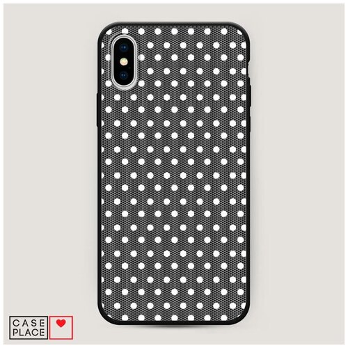 фото Чехол силиконовый матовый iphone xs max (10s max) сетка в горох белая case place