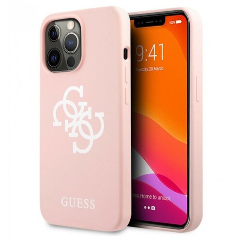 фото Чехол cg mobile guess liquid silicone 4g big logo hard для iphone 13 pro max, цвет розовый (guhcp13xls4gwpi)